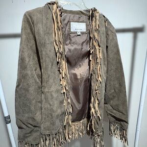 Wilsons Leather Suede Fringe Jacket - Tan